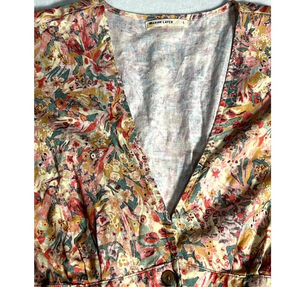 Marine Layer Womens Camila Mini Dress Superbloom Size Large - Picture 7 of 9